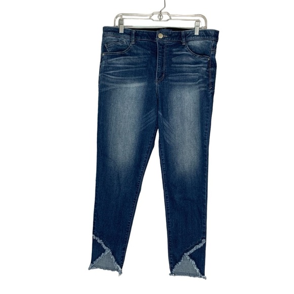 Democracy “Ab” Solution blue jean #B1965QNSH w‎ asymmetrical hem. EUC Size 16 - Picture 1 of 14